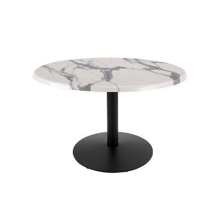 Holland Bar Stool Co 30" Tall OD214 Black Table Base 22" Diameter 36" Diameter White Marble Top by the HollBar Stool Co. OD214-2230BWOD36RWM